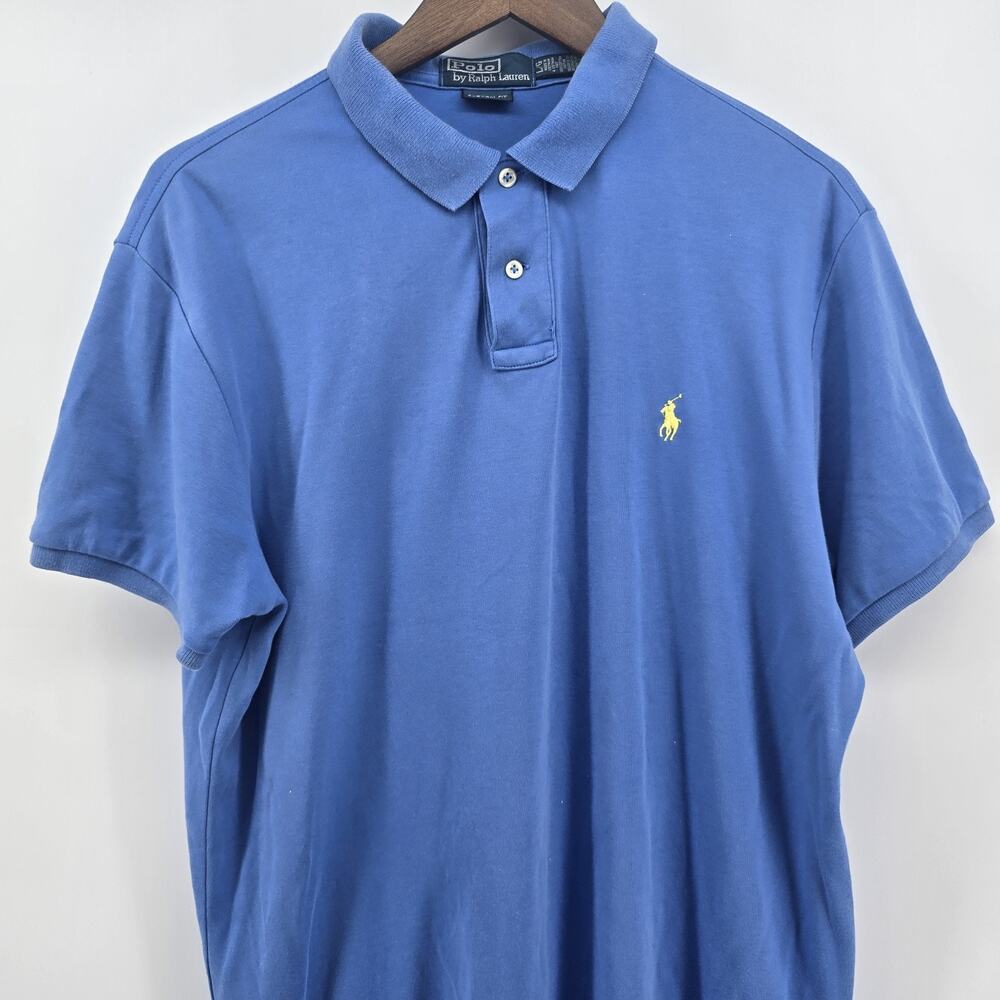 Polo Ralph Lauren Polo Shirt Mens L Large Light Blue Custom Fit Pony Logo Pique - Picture 4 of 8